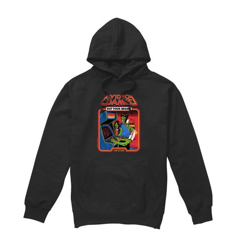 Front - Steven Rhodes Unisex Adult Video Games Rot Your Brains Hoodie