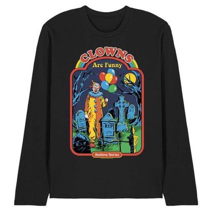 Front - Steven Rhodes Unisex Adult Clowns Are Funny Long-Sleeved T-Shirt