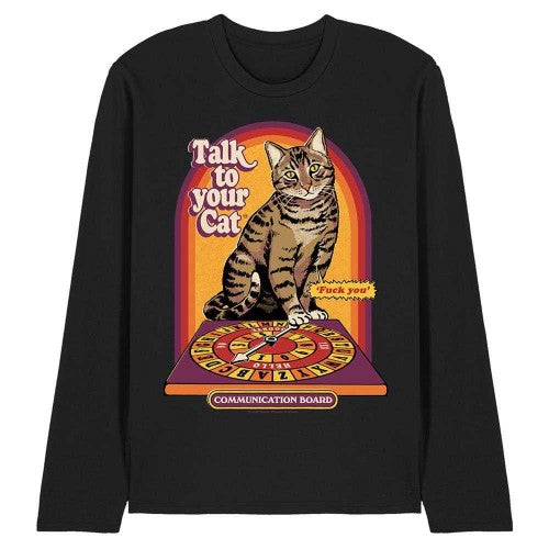 Front - Steven Rhodes Unisex Adult Talk To Your Cat Long-Sleeved T-Shirt