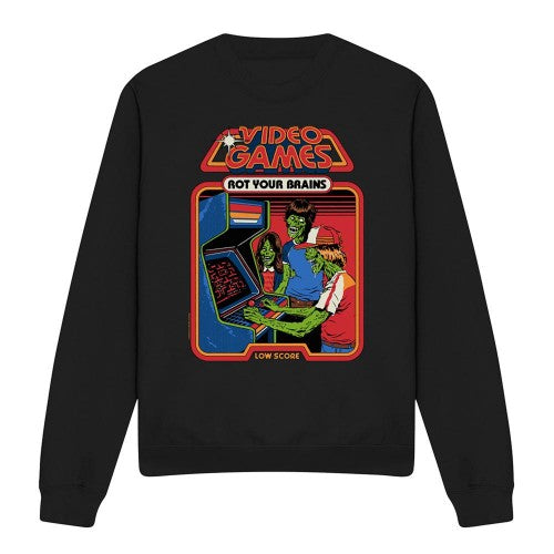 Front - Steven Rhodes Unisex Adult Video Games Rot Your Brains Sweatshirt