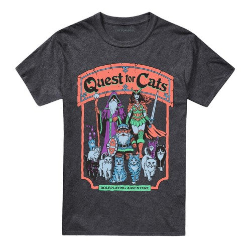 Front - Steven Rhodes Unisex Adult Quest For Cats Heather T-Shirt