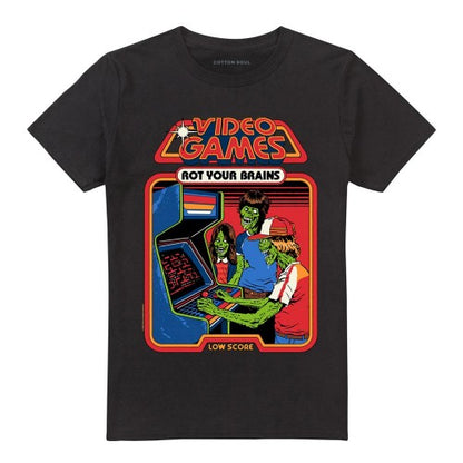 Front - Steven Rhodes Unisex Adult Video Games Rot Your Brains T-Shirt