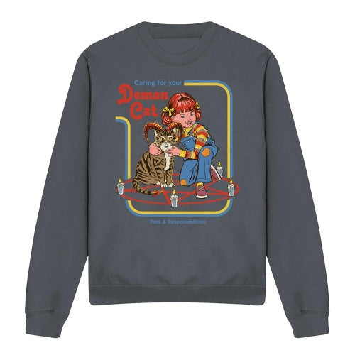 Front - Steven Rhodes Unisex Adult Caring For Your Demon Cat Sweatshirt