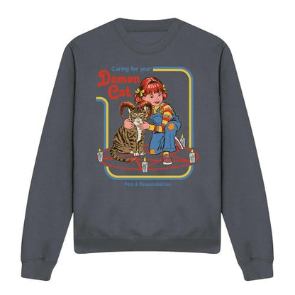 Front - Steven Rhodes Unisex Adult Caring For Your Demon Cat Sweatshirt