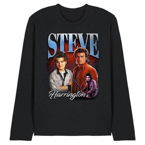 Front - Stranger Things Unisex Adult Steve Harrington Homage Long-Sleeved T-Shirt