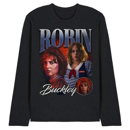 Front - Stranger Things Unisex Adult Robin Buckley Homage Long-Sleeved T-Shirt
