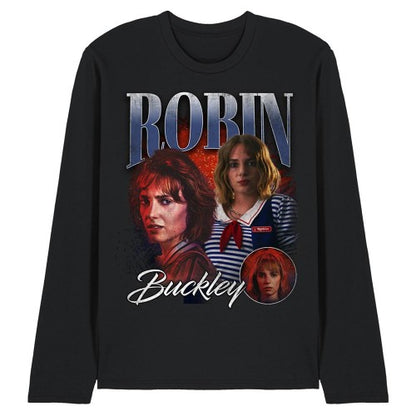 Front - Stranger Things Unisex Adult Robin Buckley Homage Long-Sleeved T-Shirt