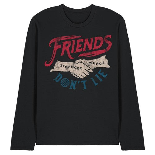 Front - Stranger Things Unisex Adult Friends Don´t Lie Long-Sleeved T-Shirt