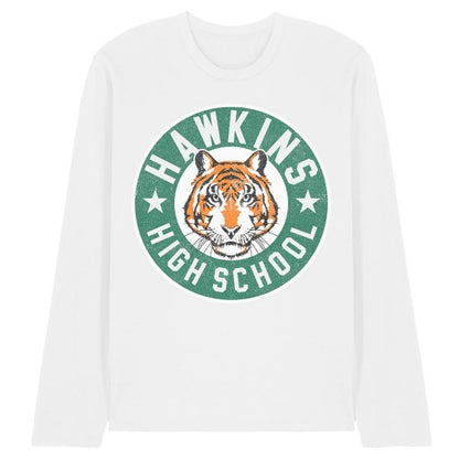 Front - Stranger Things Unisex Adult Hawkins High Badge Long-Sleeved T-Shirt