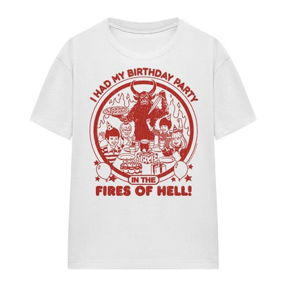 Front - Steven Rhodes Womens/Ladies Birthday In Hell T-Shirt