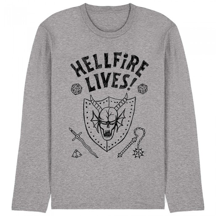 Front - Stranger Things Unisex Adult Hellfire Graduation Heather Long-Sleeved T-Shirt