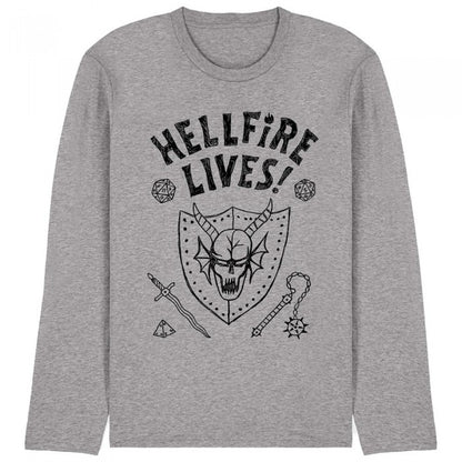 Front - Stranger Things Unisex Adult Hellfire Graduation Heather Long-Sleeved T-Shirt