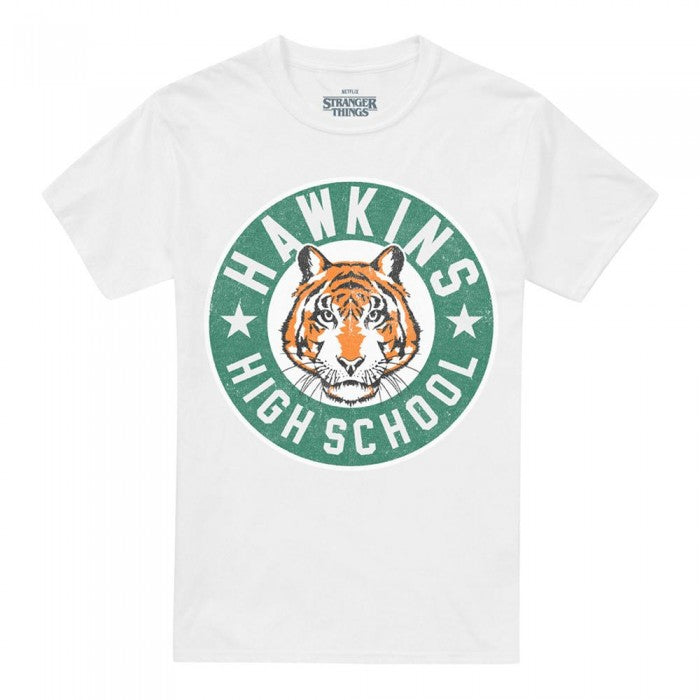 Front - Stranger Things Unisex Adult Hawkins High Badge T-Shirt