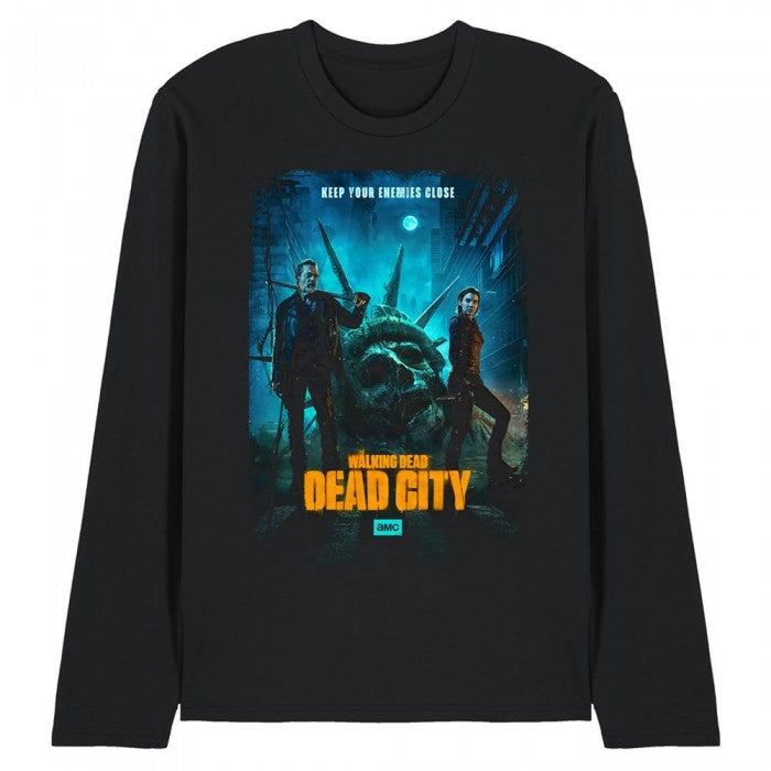 Front - The Walking Dead Unisex Adult Dead City Poster Art Long-Sleeved T-Shirt