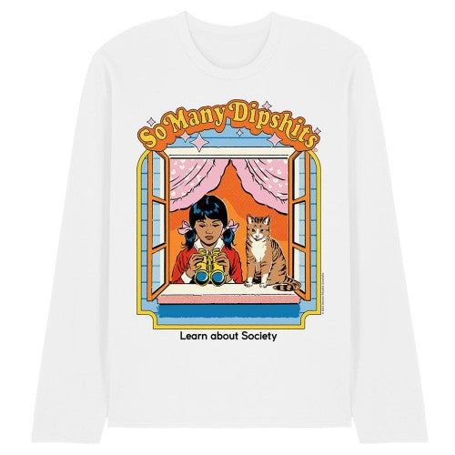 Front - Steven Rhodes Unisex Adult So Many Dipshits Long-Sleeved T-Shirt