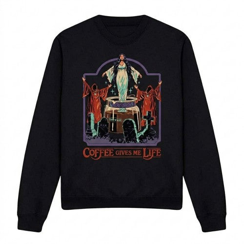 Front - Steven Rhodes Unisex Adult Coffee Gives Me Life Sweatshirt