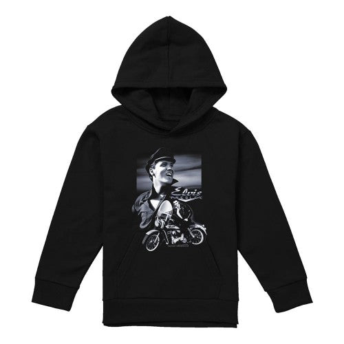 Front - Elvis Presley Childrens/Kids Motorbike Pull Over Hoodie