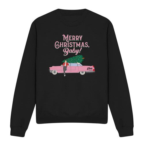 Front - Elvis Presley Unisex Adult Merry Christmas Baby Sweatshirt