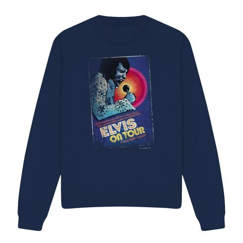 Front - Elvis Presley Unisex Adult On Tour Poster Sweatshirt