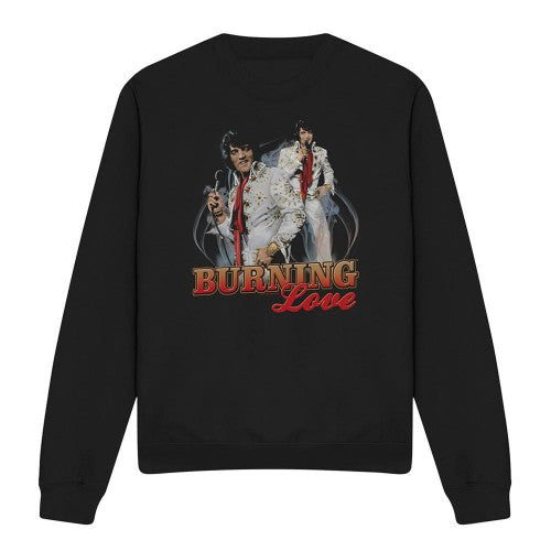 Front - Elvis Unisex Adult Burning Love Sweatshirt