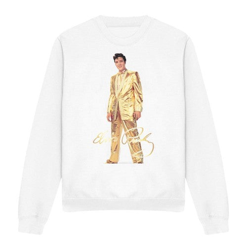 Front - Elvis Unisex Adult Gold Lame Suit Sweatshirt