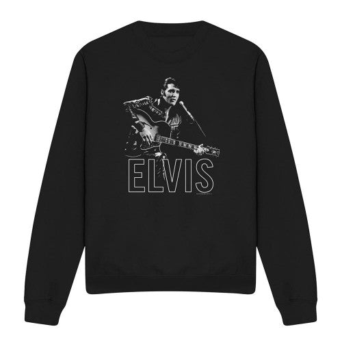 Front - Elvis Presley Unisex Adult Guitar In Hand Sweatshirt