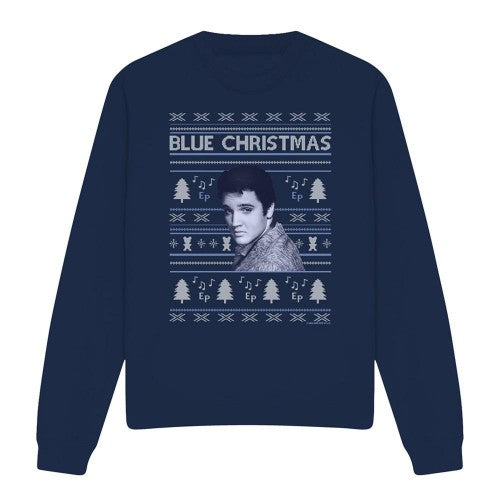 Front - Elvis Presley Unisex Adult Ugly Christmas Fair Isle Sweatshirt