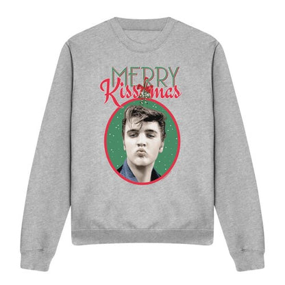Front - Elvis Presley Unisex Adult Merry Kissmas Christmas Sweatshirt
