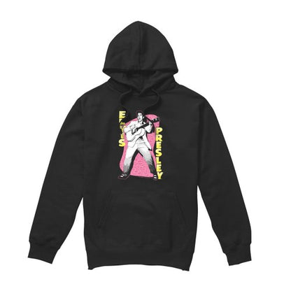 Front - Elvis Presley Unisex Adult Pink Rock Hoodie