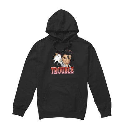 Front - Elvis Presley Unisex Adult Trouble Hoodie