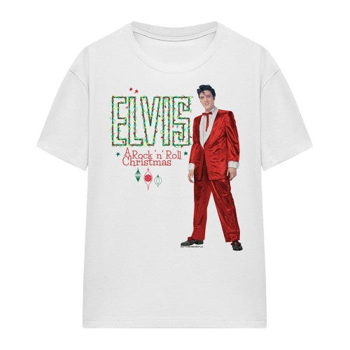 Front - Elvis Presley Womens/Ladies Holiday Lights T-Shirt