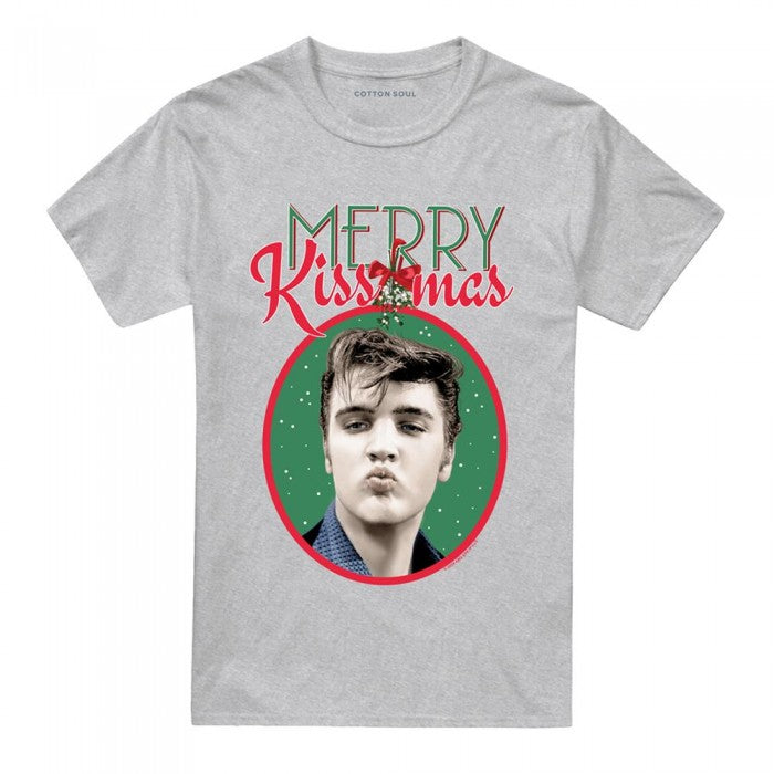 Front - Elvis Presley Unisex Adult Merry Kissmas T-Shirt
