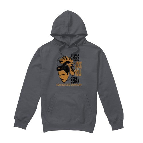 Front - Elvis Presley Unisex Adult Sun Elvis And Rooster Hoodie