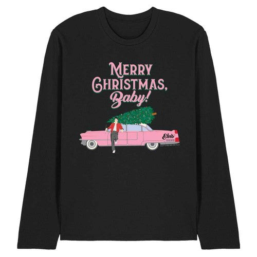 Front - Elvis Presley Unisex Adult Merry Christmas Baby Long-Sleeved T-Shirt