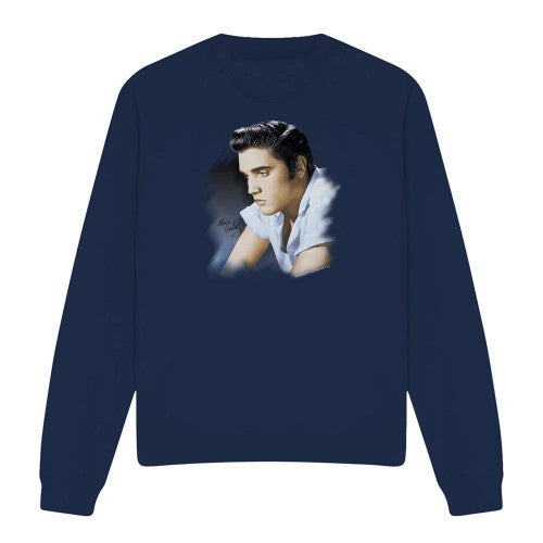Front - Elvis Presley Unisex Adult Blue Profile Sweatshirt