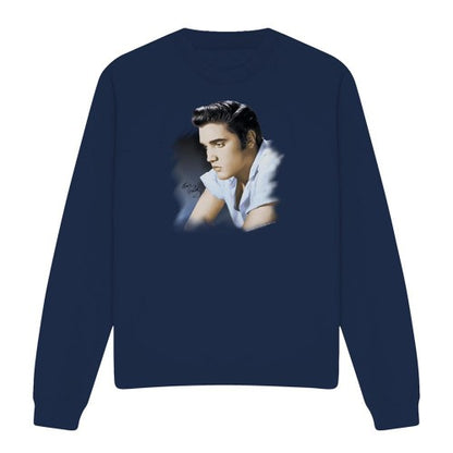 Front - Elvis Presley Unisex Adult Blue Profile Sweatshirt