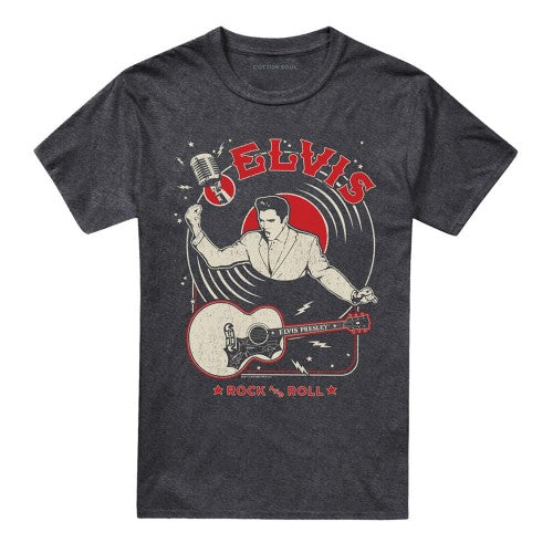 Front - Elvis Presley Unisex Adult Rock And Roll Vinyl Record T-Shirt