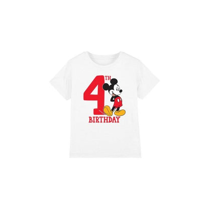 Front - Disney Childrens/Kids Mickey Mouse 4th Birthday T-Shirt