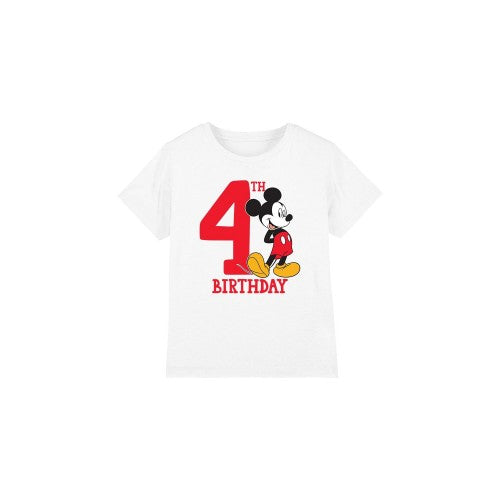 Front - Disney Childrens/Kids Mickey Mouse 4th Birthday T-Shirt