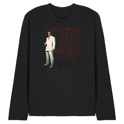 Front - Elvis Presley Unisex Adult White Suit Long-Sleeved T-Shirt