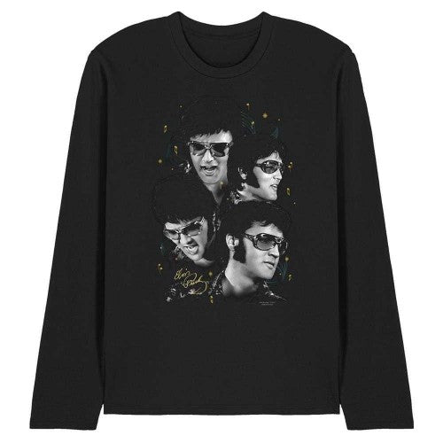 Front - Elvis Presley Unisex Adult Faces Long-Sleeved T-Shirt