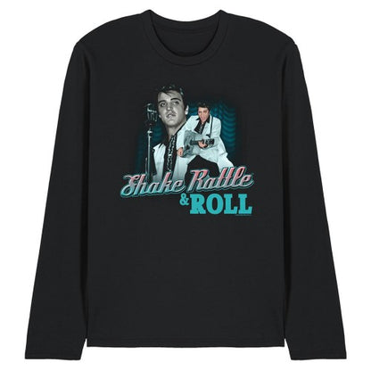 Front - Elvis Presley Unisex Adult Shake Rattle & Roll Long-Sleeved T-Shirt