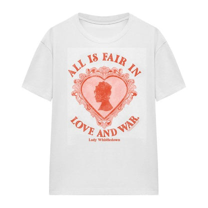 Front - Bridgerton Womens/Ladies Love And War Lady Whistledown T-Shirt