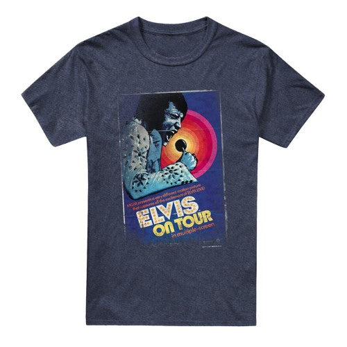 Front - Elvis Presley Unisex Adult On Tour Poster Heather T-Shirt