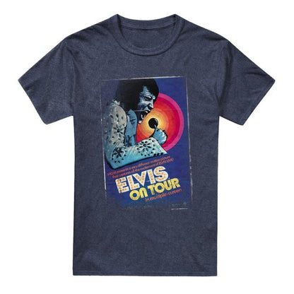 Front - Elvis Presley Unisex Adult On Tour Poster Heather T-Shirt