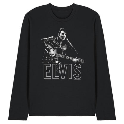 Front - Elvis Presley Unisex Adult Guitar In Hand Long-Sleeved T-Shirt