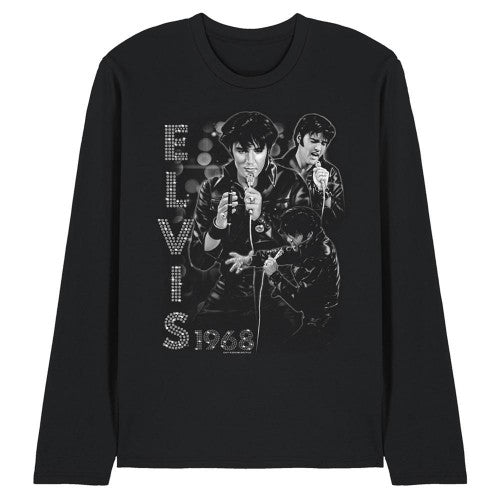 Front - Elvis Presley Unisex Adult Leathered Long-Sleeved T-Shirt