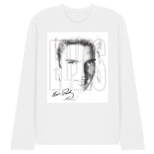 Front - Elvis Presley Unisex Adult Blue Eyes Long-Sleeved T-Shirt