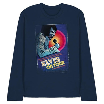 Front - Elvis Presley Unisex Adult On Tour Poster Long-Sleeved T-Shirt