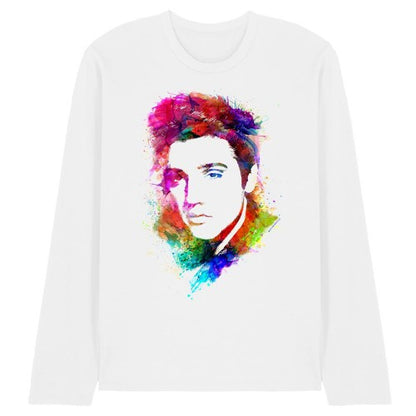 Front - Elvis Presley Unisex Adult King Watercolour Long-Sleeved T-Shirt